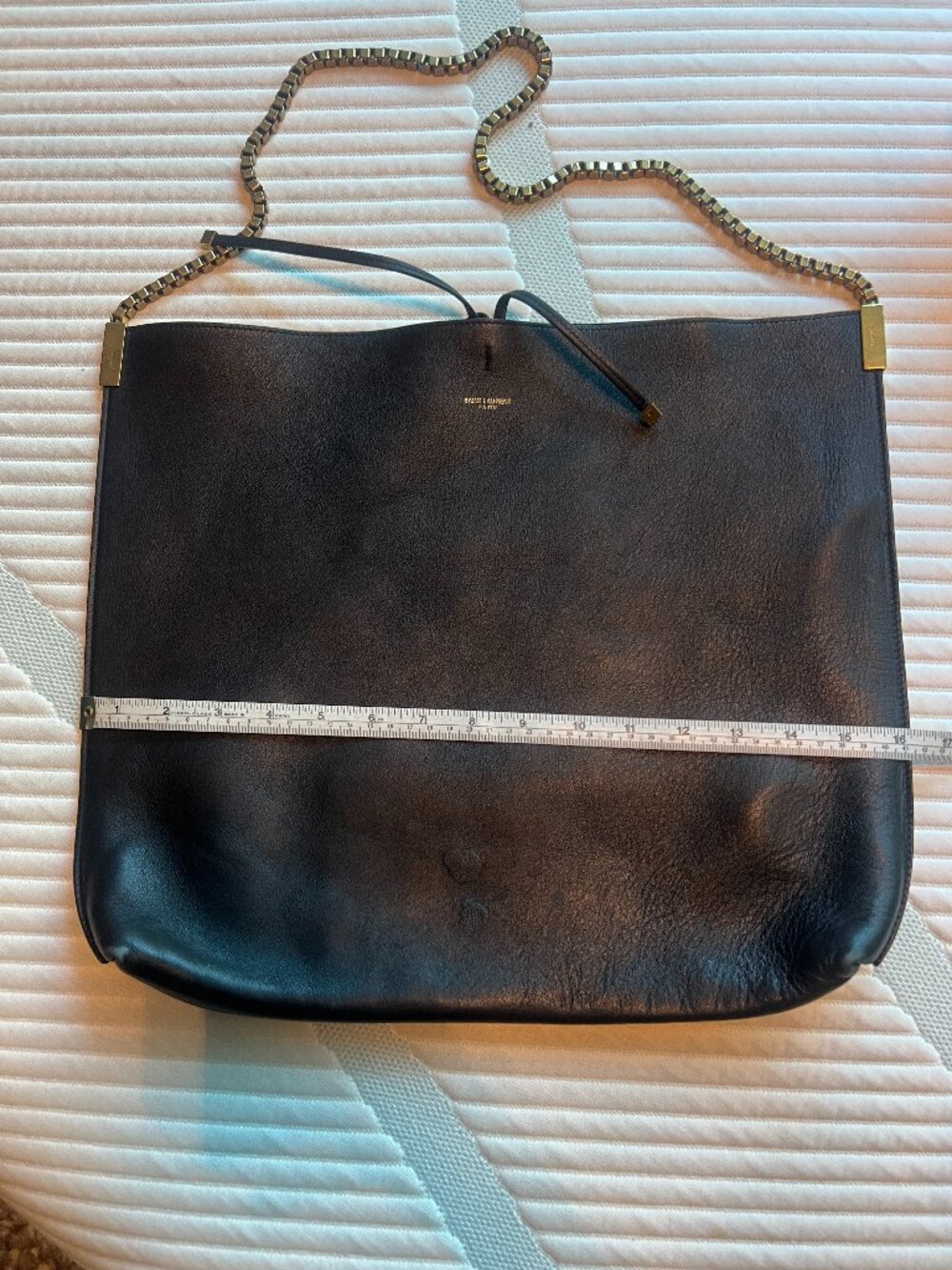 Saint Laurent Black Leather Tote with Chain Strap - Picture 2 of 9